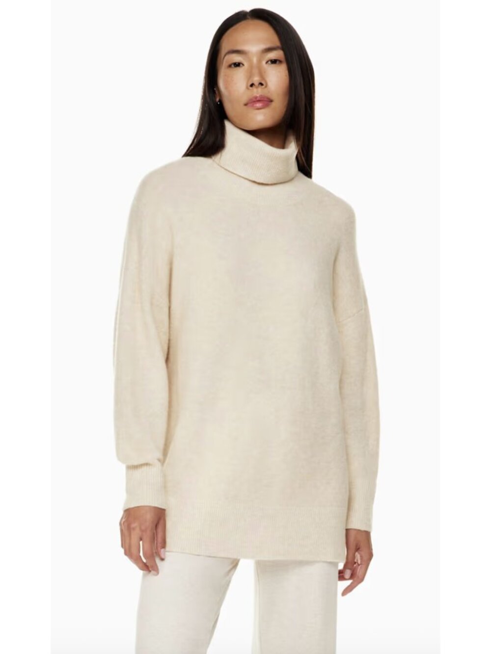ARITZIA BABATON Ravine Turtleneck Sweater in Birch Medium Minimalist Wool Blend